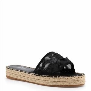 Botkier Jenny Slide Open Toe Espadrille Black Sandal Size 11 New